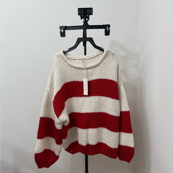 Altar'd State Bold Red and White Sweater - Picture 6 of 9